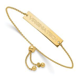14K Yellow Gold Plated Sterling Silver Virginia Tech Adj Bracelet 9 In